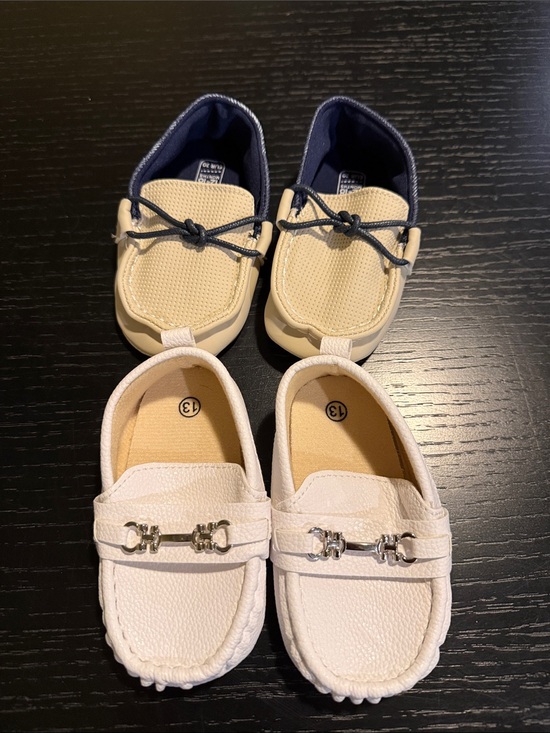 Other - Toddler Cream & Navy Slip-On Loafers Duo
